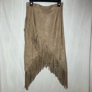 Suede fringe skirt